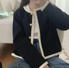 LAUIR ノーカラー金ボタンジャケット ブラック L