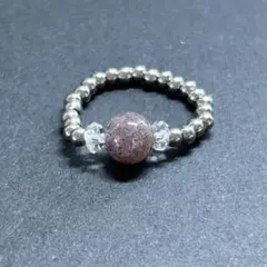 BR450 天然石 ビーズリング アイオライトサンストーン ステンレスビーズ