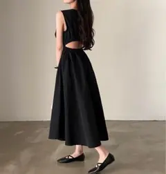 ✴︎新品未使用✴︎ ノースリーブワンピース　ブラック　細見え　1枚コーデ　綺麗目
