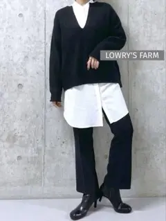 【LOWRY'S FARM】ニット　セーター　長袖　ブラック　黒