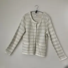 ￼NEWYORKER アイボリー ストライプ カーディガン　ニューヨーカー