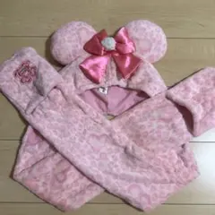 ディズニー　マフラーファンキャップ　ヒョウ柄　レオパード　ピンク　ミニー　レア