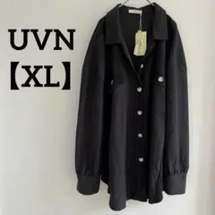 タグ付き❣️UVN 【XL】ブラック ワッフル生地　長袖　ジャケット　秋冬　羽織