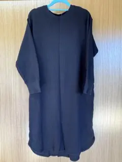 UNIQLO リブ編み ロングワンピース L ブラック