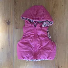 ピンク フード付き ベビーベスト