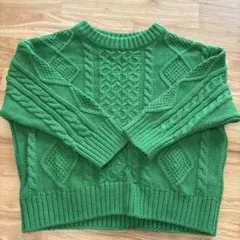 BREEZE グリーン ケーブルニット セーター 100
