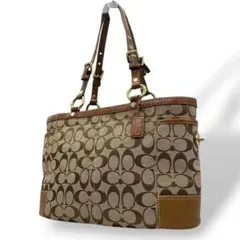 coach コーチ　ハンドバッグ　茶　シグネチャー　ワンショルダー　s47