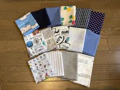 カットクロス パッチワーク 青系コットン生地 厚地15枚セット②