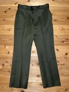 オリーブグリーン スラックス バックポケット付き　古着