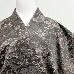 未着用 小紋 大島紬 亀甲 牡丹 格子 泥染 着物 020k - メルカリ
