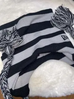 New Era ストライプニット帽 猫耳つき
