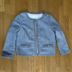 Click Sweet! ノーカラー ジャケット 青系 ツイード風