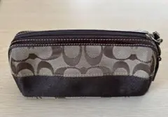 Coach シグネチャーポーチ　ベージュ/ブラウン