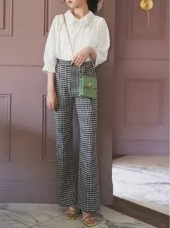 ❣️値下げ❣️ギンガムチェックフレアパンツ【k8808w】