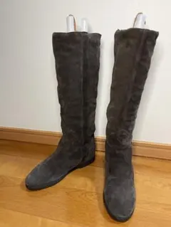 【美品】FABIO RUSCCONI ロングブーツ スエード ボア フラット