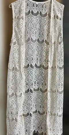⭐️新品・未使用　レース ロング ジレ ベージュL