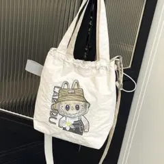 LABUBUラブブキャラクター　刺繍　軽量　エコバッグ　トートバッグ　ナイロン