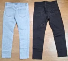 GU デニムパンツ 2本セット ライトブルー ブラック スキニーのサムネイル