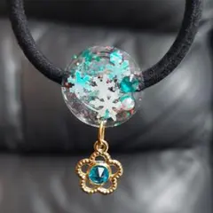 ハンドメイドヘアゴム雪結晶モチーフヘアゴム