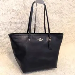【極美品】COACH ショルダー トートバッグ　ネイビー（f37871) A4可 極美品】COACH ショルダー トートバッグ ネイビー（f37871) A4可