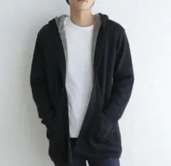 【美品】【あたたかい】IKKAボアフリースニットフーディガン（ブラック）