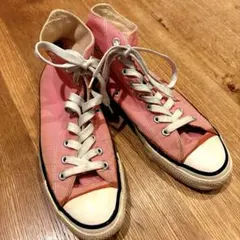 90s USAコンバースオールスター HI ピンク US9 27.5cm囲みロゴ