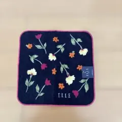 ELLE タオルハンカチ 花柄 ネイビーのサムネイル