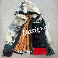 【美品】Desigual ファーコート ジャケット Mマルチカラー