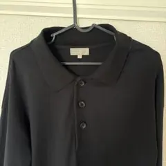 MARGARET HOWELL ブラック長袖ポロシャツ Lサイズのサムネイル