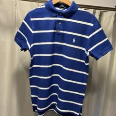 ポロ・ラルフ・ローレン 青と白のストライプポロシャツ