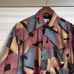 EUROTOPS 幾何学模様 長袖シャツ L 古着 ヴィンテージ