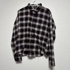 チェックシャツ　ネルシャツ　ダメージ　古着　archive opium y2k