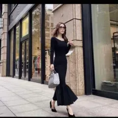 eimy istoire サイドレースアップマーメイドニットワンピース