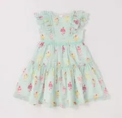 新品未使用　130cm メゾピアノ　ミント　フルーツパフェ柄ワンピース　フレンチ