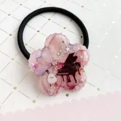レジン＊垂れ耳うさちゃん フラワー ヘアゴム⟡.·*. - メルカリ