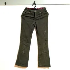 【美品】D&G オリーブグリーン ダメージビンテージパンツ 24/38