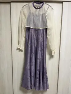 パーティードレス ワンピース シアー 紫 結婚式 二次会