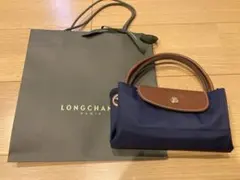 美品　LONGCHAMP ネイビー LE PLIAGE バッグ S
