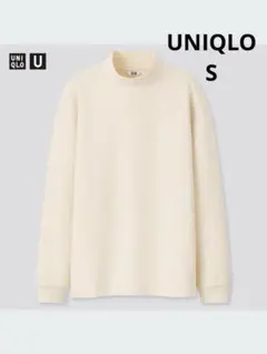 UNIQLO ユニクロ　モックネックプルオーバー（長袖）S ナチュラル　ホワイト