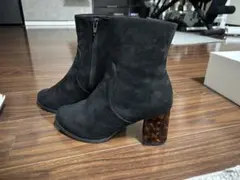 マリークワント ショートブーツ べっ甲ヒール ブラック MARY QUANT