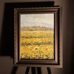 手書き油絵 海辺のコスモス 額付 肉筆絵画 インテリア 油彩画 - メルカリ