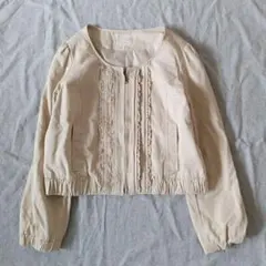 フェルゥ ブルゾン S ショート ベージュ フリル ノーカラー 可愛い