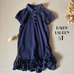 ラルフ ローレン✾❁⃘⸝ サイド絞りリボン♡ 鹿の子ポロシャツワンピース110