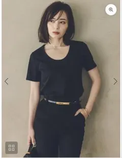 【anuans】シルクタッチコットンUネックTシャツのサムネイル