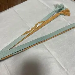 水色と金色の帯締め 房付き