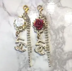 ♡ミニチャーム2個セット♡薔薇 CoCoマーク ラインストーン