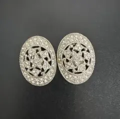 ヴィンテージフラワーモチーフシルバーストーンイヤリング