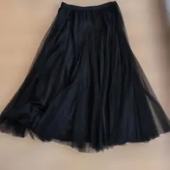 黒 チュール フレアロングスカート