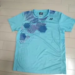YONEX VERSICOOL Tシャツ L 水色 幾何学模様