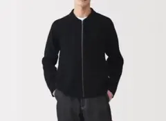 MUJI Labo コットンミラノリブ襟付きジップカーディガン 黒